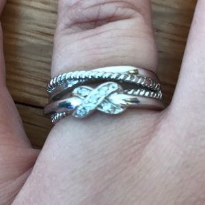 Sterling silver ring with white sapphire accents